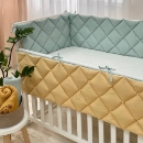 Protectie laterata patut bebe din 4 piese menta-mustar (1)